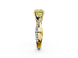 Yellow gold Fancy Yellow Cushion  Cut Twist Band Solitaire Diamond Ring with Pavé Setting_5