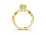 Yellow gold Fancy Yellow Cushion  Cut Twist Band Solitaire Diamond Ring with Pavé Setting_6