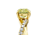 Yellow gold Fancy Yellow Cushion  Cut Twist Band Solitaire Diamond Ring with Pavé Setting_8