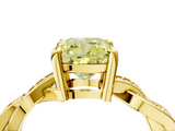 Yellow gold Fancy Yellow Cushion  Cut Twisted Pavé Band Solitaire Ring with Four-Prong Setting_59