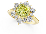 Yellow gold Fancy Yellow Cushion  Diamond Cluster Halo Ring with Solitaire Band and Four-Prong Setting_21