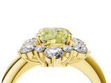 Yellow gold Fancy Yellow Cushion  Diamond Cluster Halo Ring with Solitaire Band and Four-Prong Setting_24