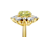Yellow gold Fancy Yellow Cushion  Diamond Cluster Halo Ring with Solitaire Band and Four-Prong Setting_25