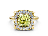 Yellow gold Fancy Yellow Cushion  Diamond Cluster Halo Solitaire with Four-Prong Setting_89