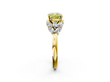 Yellow gold Fancy Yellow Cushion  Diamond Cluster Leaf Design Ring with Prong Setting_67