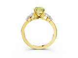 Yellow gold Fancy Yellow Cushion  Diamond Cluster Leaf Design Ring with Prong Setting_68