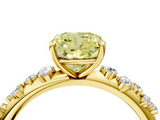 Yellow gold Fancy Yellow Cushion  Diamond Cluster Prong-Set Solitaire Ring_59