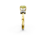 Yellow gold Fancy Yellow Cushion  Diamond Floral Cluster Ring with Solitaire Band and Prong Setting_47