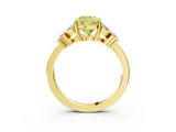 Yellow gold Fancy Yellow Cushion  Diamond Floral Cluster Ring with Solitaire Band and Prong Setting_48