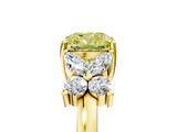 Yellow gold Fancy Yellow Cushion  Diamond Floral Cluster Ring with Solitaire Band and Prong Setting_50
