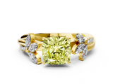 Yellow gold Fancy Yellow Cushion  Diamond Floral Vine Solitaire Engagement Ring_3