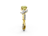 Yellow gold Fancy Yellow Cushion  Diamond Floral Vine Solitaire Engagement Ring_5