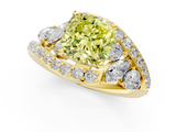 Yellow gold Fancy Yellow Cushion  Diamond Halo Ring with Marquise and Pavé Band in Prong Setting_74
