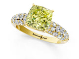 Yellow gold Fancy Yellow Cushion  Diamond Pavé Band Solitaire Ring with Four-Prong Setting_50