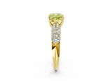 Yellow gold Fancy Yellow Cushion  Diamond Pavé Band Solitaire Ring with Four-Prong Setting_51