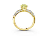 Yellow gold Fancy Yellow Cushion  Diamond Pavé Band Solitaire Ring with Four-Prong Setting_52