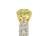 Yellow gold Fancy Yellow Cushion  Diamond Pavé Band Solitaire Ring with Four-Prong Setting_54