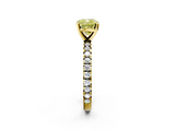 Yellow gold Fancy Yellow Cushion  Diamond Pavé Band Solitaire with Four-Prong Setting_199
