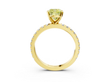 Yellow gold Fancy Yellow Cushion  Diamond Pavé Band Solitaire with Four-Prong Setting_200