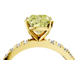 Yellow gold Fancy Yellow Cushion  Diamond Pavé Band Solitaire with Four-Prong Setting_201