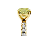 Yellow gold Fancy Yellow Cushion  Diamond Pavé Band Solitaire with Four-Prong Setting_202