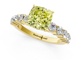 Yellow gold Fancy Yellow Cushion  Diamond Pavé Band Solitaire with Four-Prong Setting_4