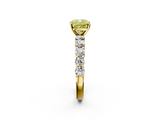 Yellow gold Fancy Yellow Cushion  Diamond Pavé Band Solitaire with Four-Prong Setting_5