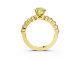 Yellow gold Fancy Yellow Cushion  Diamond Pavé Band Solitaire with Four-Prong Setting_6
