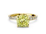 Yellow gold Fancy Yellow Cushion  Diamond Pavé Band with Six-Prong Setting_52