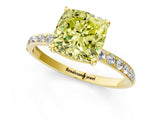 Yellow gold Fancy Yellow Cushion  Diamond Pavé Band with Six-Prong Setting_53