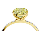 Yellow gold Fancy Yellow Cushion  Diamond Pavé Band with Six-Prong Setting_56