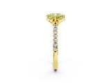 Yellow gold Fancy Yellow Cushion  Diamond Pave Band with Floral Prong Setting_29