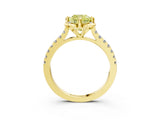 Yellow gold Fancy Yellow Cushion  Diamond Pave Band with Floral Prong Setting_30