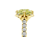 Yellow gold Fancy Yellow Cushion  Diamond Pave Band with Floral Prong Setting_32
