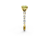 Yellow gold Fancy Yellow Cushion  Diamond Prong Set Engagement Ring with Pave Band_189