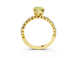 Yellow gold Fancy Yellow Cushion  Diamond Prong Set Engagement Ring with Pave Band_190