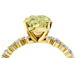 Yellow gold Fancy Yellow Cushion  Diamond Prong Set Engagement Ring with Pave Band_191