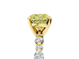 Yellow gold Fancy Yellow Cushion  Diamond Prong Set Engagement Ring with Pave Band_192