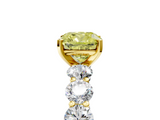 Yellow gold Fancy Yellow Cushion  Diamond Prong Setting with Side Stones on a Pave Band_122