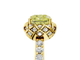Yellow gold Fancy Yellow Cushion  Diamond Solitaire Ring with Shared Prong Pavé Band_71