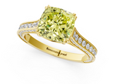 Yellow gold Fancy Yellow Cushion  Diamond Solitaire with Pave Band and Six-Prong Setting_21