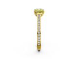 Yellow gold Fancy Yellow Cushion  Diamond Solitaire with Pave Band and Six-Prong Setting_22