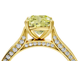 Yellow gold Fancy Yellow Cushion  Diamond Solitaire with Pave Band and Six-Prong Setting_24