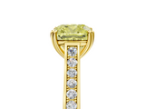Yellow gold Fancy Yellow Cushion  Diamond Solitaire with Pave Band and Six-Prong Setting_25