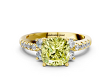 Yellow gold Fancy Yellow Cushion  Diamond Three-Stone Pave Band with Four-Prong Setting_20