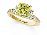 Yellow gold Fancy Yellow Cushion  Diamond Three-Stone Pave Band with Four-Prong Setting_21