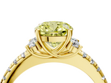 Yellow gold Fancy Yellow Cushion  Diamond Three-Stone Pave Band with Four-Prong Setting_24