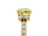 Yellow gold Fancy Yellow Cushion  Diamond Three-Stone Pave Band with Four-Prong Setting_25