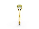 Yellow gold Fancy Yellow Cushion  Diamond Three-Stone Ring with Trapezoid Side Stones and Prong Setting_36