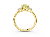 Yellow gold Fancy Yellow Cushion  Diamond Three-Stone Ring with Trapezoid Side Stones and Prong Setting_37